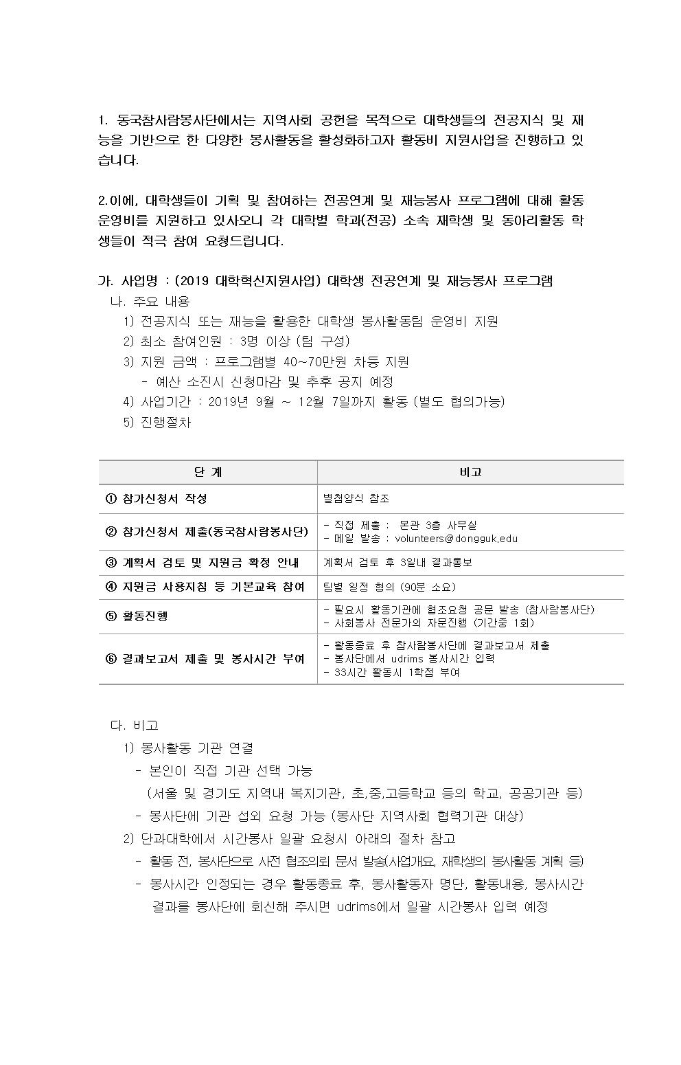 [학부] 2019 대학생 전공연계 및 재능봉사 활동 지원사업 참여 안내001.jpg