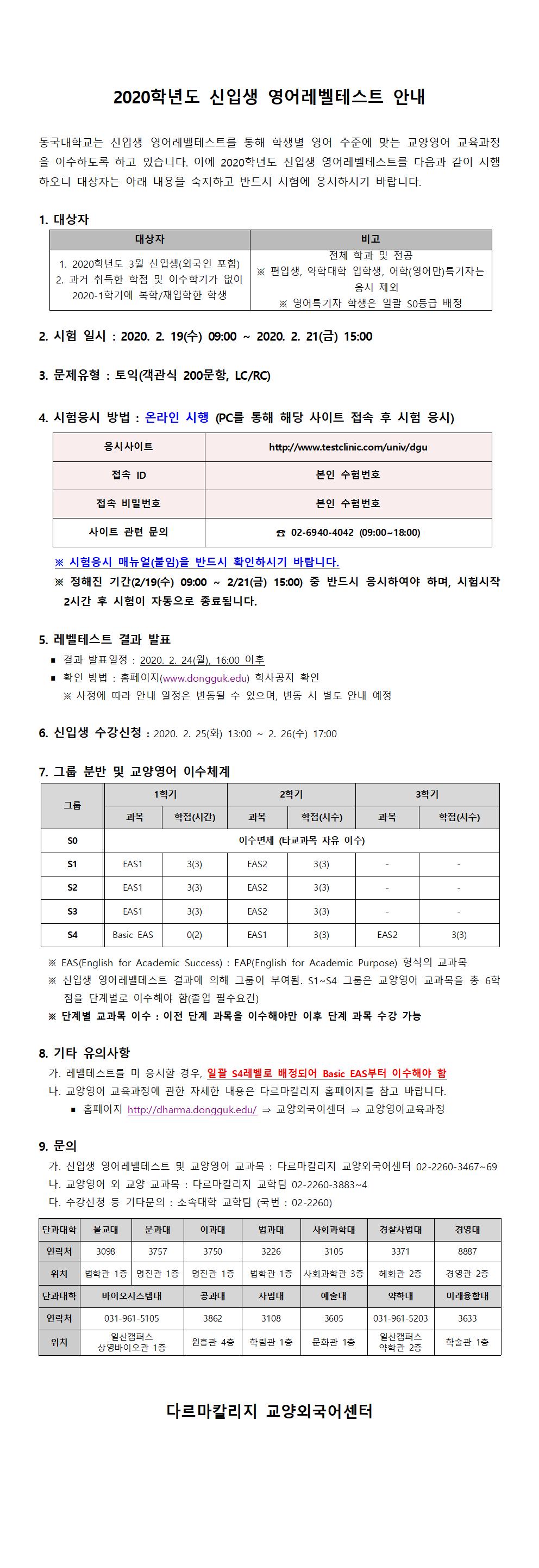 (붙임1) 2020-1 전기 신입생 영어레벨테스트 시행 안내문001.jpg